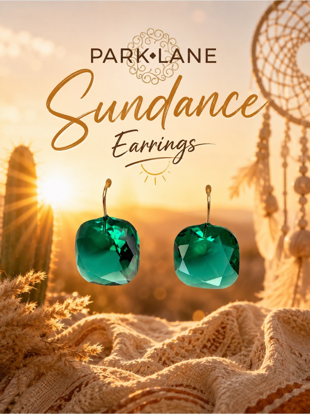 Park Lane Women’s Sundance Emerald Green Crystal Drop Casual Earrings Gold Tone
